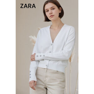 ZARA White Cardigan-jeweled buttons large